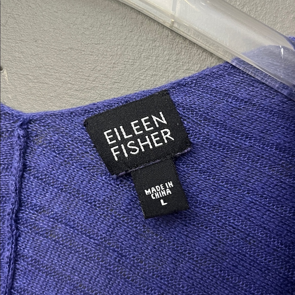 Eileen Fisher Purple Open Front Sweater- Size L - Picture 2 of 7